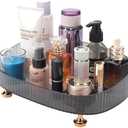 Makeup Perfume Organizer, Bathroom Vanity Tray, Decorative Dresser Tray, Bathroom Countertop Organizer Tray for Cosmetics, Skincare Products, Grey