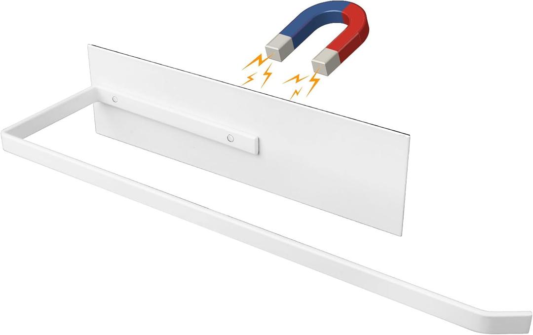 Magnetic Paper Towel Holder for Fridge, Toilet Paper Roll Holder Magnetic Paper Towel Rack Wall Mount Fridge Organizer for Papers Towels Roll Bathroom Toilet Garage RV Decor Kitchen Organization White