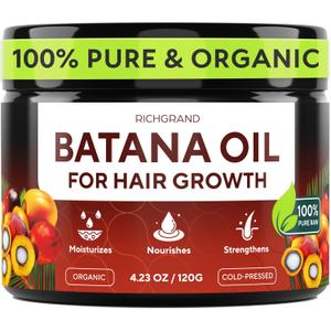 Batana Oil for Hair Growth, 100% Pure Hair & Scalp Treatment for Dry, Frizzy, Damaged Hair, Strengthening Care, Helps Reduce Hair Loss (4.23 Fl oz)