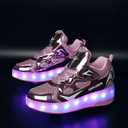 Roller Skate Shoes for Boys and Girls Kids LED Light Up Fashion Sneakers with Rechargeable and Detachable Wheels The Gift for Party Birthday Christmas Day (12.5 Little Kid, Pink623)