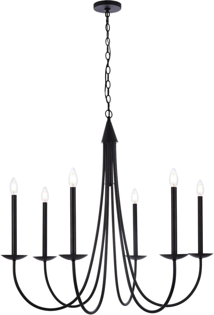 Cohen 6-Light Mid-Century Metal Pendant in Black Finish