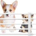 Short Dog Gate Expandable Dog Gate 22"-39.37" to Step Over,Pressure Mount Small Pet Gate,Low Pet Gate-Adjustable,Puppy Gate Indoor for Doorway,Stairs (White, S(9.4''H))
