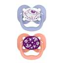 Dr. Brown's Advantage Glow-in-the-Dark Baby Pacifier, Fully Symmetrical Soother with Soft Silicone Bulb, Coral Ocean, 0-6m, BPA Free, 2 Pack