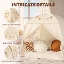 Sumbababy Large Teepee Tent for Kids: with Star Lights & Flags - Tent for Kids Indoor Kids Teepee for Boys & Girls - Playhouse Inside Canopy Bed for Playroom Gift Toys (Cream)