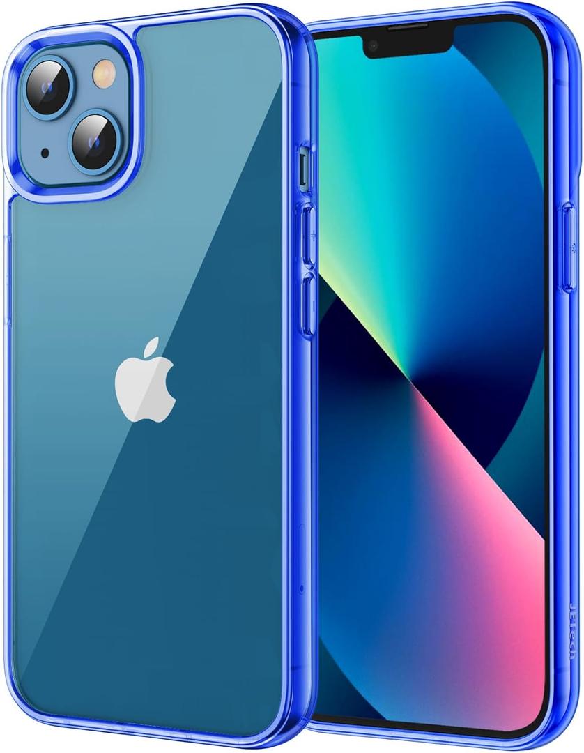 JETech Case for iPhone 13 6.1-Inch, Non-Yellowing Shockproof Phone Bumper Cover, Anti-Scratch Clear Back (Blue)