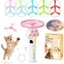 Cat Fetch Toy Launcher,Flying Disc Launcher Toy Rechargeable with 10 Flying Discs,Flying Cat Toy Disc Launcher for Kitten Dog Playing Interactive Hunting Tracking Toys for Outdoor Indoor,White