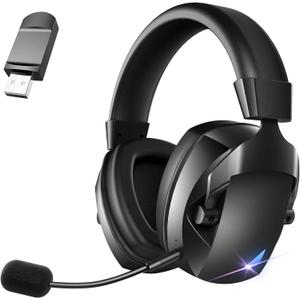 Wireless Gaming Headset for PS5, PS4, PC, Nintendo Switch, 2.4GHz USB Gaming Headphones, Bluetooth 5.3, 50H Battery, Noise Canceling Microphone, ONLY 3.5mm Wired Mode for Xbox Series (Black)