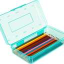 Pencil Box, Large Capacity Pencil Case, Plastic Pencil Boxs for Kids Girls Boys Adults, Hard Crayon Box Storage with Snap-Tight Lid for School Office Supplies Green PB36