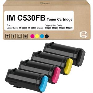 IM C530 IM C530FB IMC530FB IM C530F Toner Cartridge with Chip 418236 418237 418238 418239 Replacement for Savin Lanier IM C530 IM C530FB Printer4-Pack KCMY