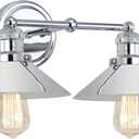 JONATHAN Y JYL7424A June 17.5" 2-Light Metal Shade Farmhouse Sconce Contemporary Transitional 2200K Edison 25W Bulbs Included for Bedroom Living Room Bathroom, Vanity Lighting, Chrome