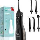 Leominor Water Dental Flosser Pick for Teeth, 200ML Portable Oral Irrigator Upgraded Tank Removable,IPX7 Waterproof, Rechargeable Travel Teeth Cleaner, Professional Electric Flossing Machine (Black)