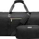 Coolife Garment Bag Carry On Convertible Travel Duffel Bag with Shoe Pouch Weekender Bag for Women Men 2 in 1 Hanging Suit Bag with Shoulder Strap Business Travel Bag (Black, Standard)
