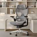Ergonomic Office Chair with Adjustable 3D Lumbar Support, Mesh Computer Chair 5D Armrests, Home Desk Chair with 4D Headrest, 90-130Tilt, BIFMA Certified, Model Zen (Grey)
