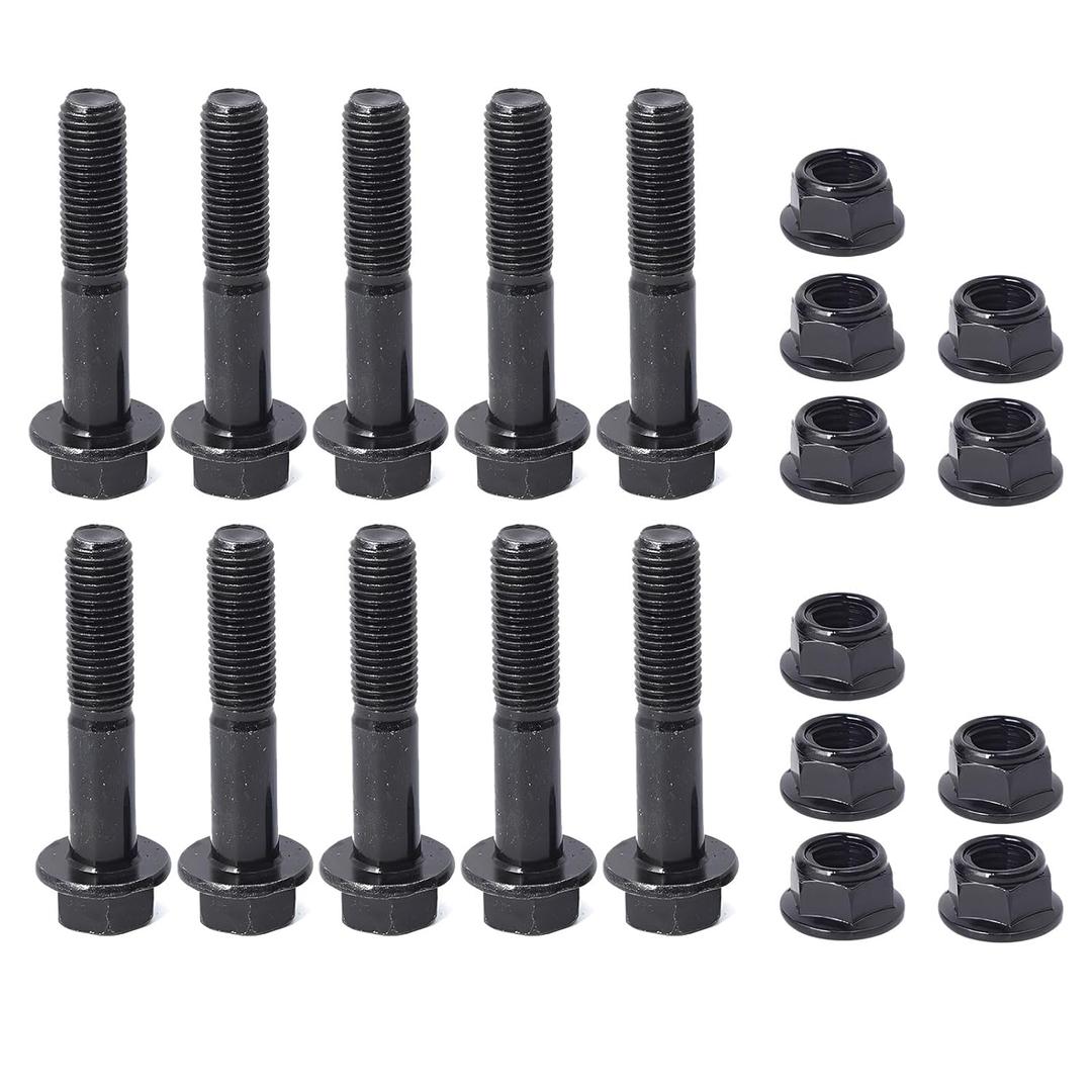 M10-1.25 * 50-10PCS Flanged Hex Head Bolts (SELF-Locking Type) Nuts, Screws Nuts for Motorcycle Coarse Thread,Pump,Fix Car,DIY Project