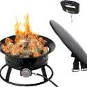 Flame King Smokeless Propane Fire Pit, 19-inch Portable Firebowl, 58K BTU with Propane Grip Scale, Self Igniter, Cover, & Carry Straps for RV, Camping, & Outdoor Living