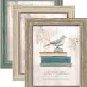 XUANLUO 3 Pack 8x10 Inch Picture Frames Farmhouse Rustic Vintage Distressed Wood Grain Photo Frame with HD plastic cover for Table Top Display and Wall Hanging (Mix Color-3pcs)