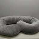 Betty Dain Stretch Jersey Pregnancy/Maternity Pillowcase C-Shape Compatible, 100% Cotton Stretch Jersey, Stretch Fabric, Machine Washable, 60" x 25" inches, Gray