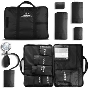 Primacare DS-9185 Aneroid Sphygmomanometer and Blood Pressure Cuff Set with Portable Case, 5 Sized Nylon Cuffs with Deflation Valve, BP Cuff Manual Kit for Infant, Child, Adult, Large Adult, Thigh