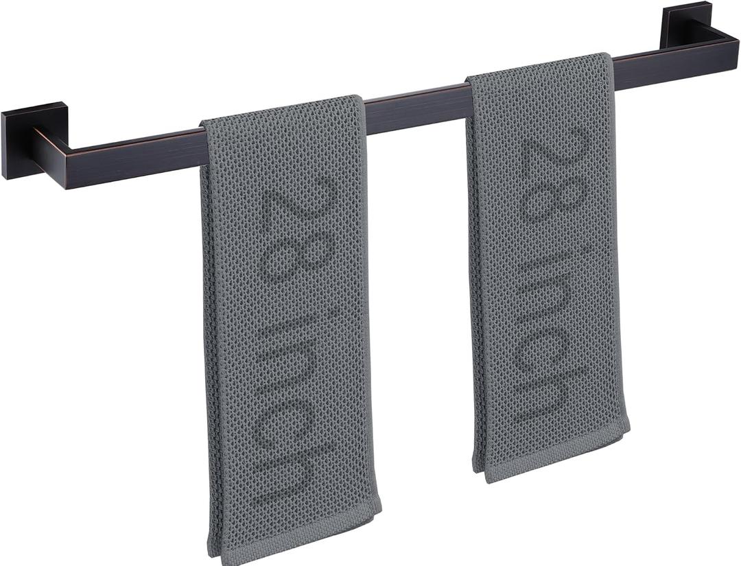 LANC 28-Inch Towel Bar for Bathroom Wall Mounted, Oil Rubbed Bronze Towel Rack Square Towel Hanger SUS304 Stainless Steel Towel Rail Towel Rod Kitchen Lavatory Hand Towel Holder, A8804ORB-7P1