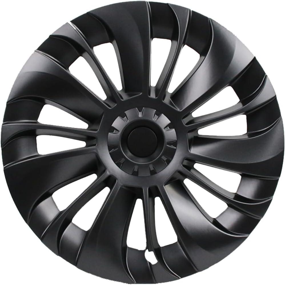 KAVANIC Fits for Tesla Model Y Wheel Cover Hubcap 19 Inch Matte Black Support Logo Symmetry Design (1 PCS-Side 2) Cyclone Style 2020-2023 Model Y Gemini Wheel Cover Replacement, KA4-CY-1PCS-Side2