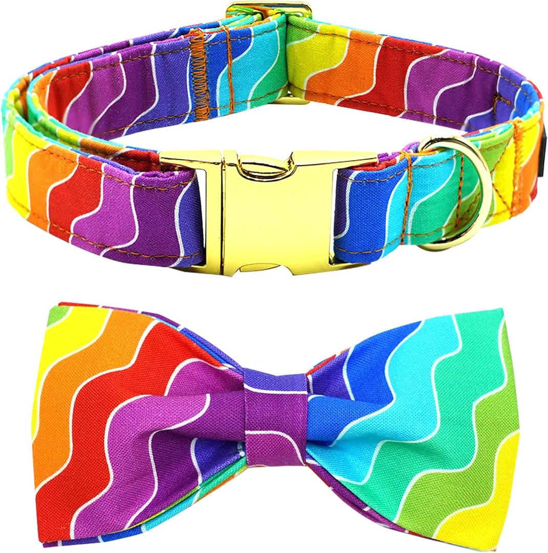 Rainbow Dog Collar, Rainbow Stripes Collar for LGBT Pride Month Holiday Dog Collar Girl or Boy Adjustable Collar for Small Medium Large Dogs (Small (Pack of 1), Rianbow)