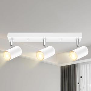 Plug in Track Lighting, 3 Light Ceiling Lighting Kit, White 3 Way Modern Wall Spotlight, 15 FT Cord,Flexibly Rotatable Complete Light Kits for Kitchen Cabinet Gallery Bar Living RoomNo Bulb