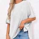 Tankaneo Womens Oversized T Shirts Summer Casual Ribbed Batwing Short Sleeve Tunic Tops Loose Fit Dolman Sleeve Tees (XXXL)