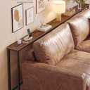 VASAGLE 78.8" Console Table, Narrow Behind Couch Table with Outlet | Sofa Tables with 2 Hooks, for Entryway, Living Room, Easy Assembly, Rustic Brown and Ink Black, BARNET Collection ULNT077K101
