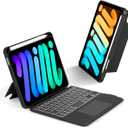 EAMPANG Case with Trackpad Keyboard for iPad mini 7th(A17 Pro, 2024)/6th Generation 8.3 inch,7-Color Backlit Wireless Keyboard Magnetic Detachable Multi-Angle Stand Cover for iPad mini 6 7 Black