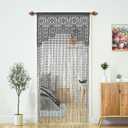 2 Pcs Macrame Lace Door String Curtain for Doorways,Room Divider Doorway Hippie Window Panel Room Divider Wall Closet Curtains for Bedroom Closet Door Drapes Decorations (3579in/90200cm,Grey)