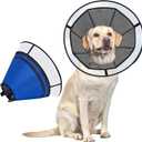 OneTigris Elizabethan Collar Soft Dog Cone for Dogs After Surgery, Breathable Pet Recovery Collar for Large Medium Small Dogs and Cats, Adjustable Dog Cone Collar (Blue, L)