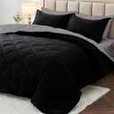 MUXHOMO 5 Pieces Twin XL Comforter Set, Reversible Bed in a Bag Twin XL Size, All Season Bedding Set with Comforter, Flat Sheet, Fitted Sheet, Pillowcases & Shams, Black & Soot