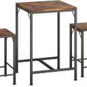 Homeiju Bar Table and Chairs Set, Square Bar Table with 2 Stools, Space-Saving Dining Pub Set for 2, Perfect for Kitchen, Breakfast Nook, Living Room & Small Spaces, 23.6 x 23.6 x 37.8 inches