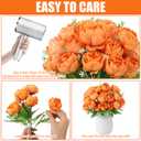 Ovveroche 8 Pack Orange Peonies Artificial Flowers, Fall Fake Silk Hydrangea Bouquet for Bridal Wedding Home Table Decor Reusable Dining Opening Ceremony Birthday Arrangement Faux Floral