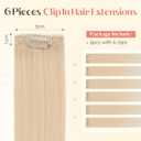 Hairro 6PCS 6 Clips In Short Hair Extensions Remy Real Human Hair Clip Ins Mini Clip On Hairpin Hairpieces For Women 33g 12 Inch #60R Platinum Blonde
