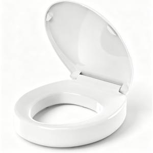 Huttdmel Round Raised Toilet Seat for Seniors, 2.8" Elevated Toilet Seat Riser, Soft Close, Quick Release, Non-Slip, Heavy Duty Bathroom Seat for Elderly, Disabled & Limited Mobility,White