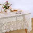 LuoluoHouse Rustic Ivory Wedding Tablecloths Lace Chic Rectangular Tablecloths for Wedding Reception Farmhouse Table Decorations 60x120 inch