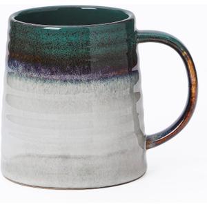 Mkour 23oz Extra Large Ceramic Coffee Mugs, Handmade Cup, Big Tea Cups with Large Handle for Office and Home, Microwave and Dishwasher Safe (Ink Green)
