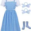Adult Princess Costume Women Girls Cute Blue Dress for Princess Costume Cosplay Cute Halloween Costume Set (Medium)
