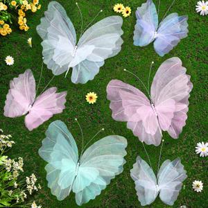 Geelin 6 Pcs Large Pastel Butterfly Decorations Mariposas Grandes para Decoracion 20 Inch 12 Inch Colorful 3D Silk Butterflies Decor for Baby Shower Birthday Party Wedding Decor, Assorted Color
