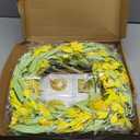 Sggvecsy Spring Wreaths for Front Door 21 Inches Artificial Forsythia Flower Wreath Summer with Yellow Daisy Lavender Green Leaves Silk Floral for Wall Home Indoor Outdoor Decor