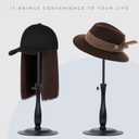 Wig Stand Adjustable Wig Stand with Metal Base (12"19"), Non-Slip Velvet Cover, Breathable Top, Easy Assembly, Stable Holder for Wigs, Hats & Masks