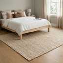 Jute Cotton Area Rug 5x8 ft Large Rectangle Hand Woven Natural Farmhouse Rugs for Living Room, Bedroom, Kitchen, High Traffic Area - Rustic Vintage Bohemian (Natural Offwhite)