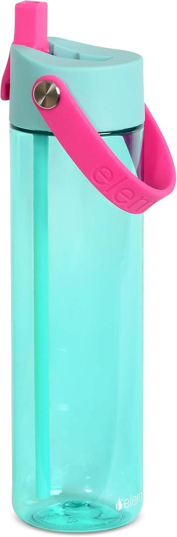 Elemental Splash Water Bottle with Straw - BPA-Free Tritan Plastic Reusable Water Bottle with Strap - Ideal for Travel, Gym and Sports - Leak Proof when Spout is Closed - 26oz - Berry Breeze