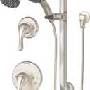 Symmons 9605-PLR-1.5-TRM-STN Origins 2-Handle 1-Spray Shower Trim with 1-Spray Hand Shower in Satin Nickel (Valves Not Included)
