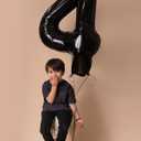 Black Number 4 Balloon 40 Inch, 4 Balloon Number, 4th Birthday Decorations, Black Party Supplies for Boys Girls