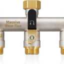 3 Way Hose Splitter Heavy Duty, Garden Hose Splitter with 3 Long Handle, Full Flow Brass Nickel Plated Water Hose T Spigot Splitter Adapter Connector, 3/4 - Inch GHT Thread (Black)