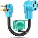 CircleCord Dryer Adapter 4 Prong to 3 Prong, 4P Newer Dryer to 3P Older House, Dryer Convert Cord NEMA 10-30P Plug to 14-30R Receptacle, 220V 30 Amp 10 AWG STW Blue with Safety Ground Wire, ETL Listed