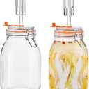 JILLMO Fermentation Jar, 1.8 Liters Glass Fermenting Kit for Making Sauerkraut, Hot Sauce, Mead, Cider and More, Pack of 2