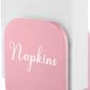 ALELION Pink Napkin Holder for Table - Wooden Napkin Holders for Kitchen - Pink Kitchen Decor and Accessories for Dining Room Table - Wood Napkin Dispenser (Lettered)